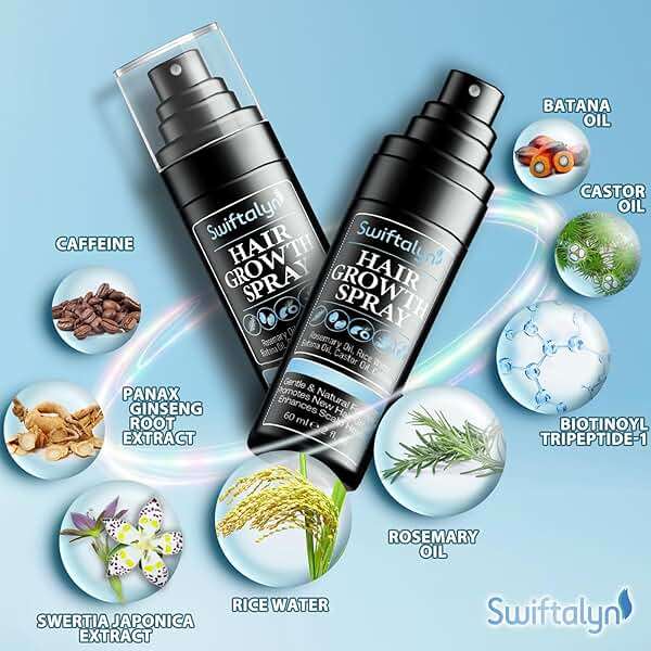 Natural Hair Growth Spray Serum for Men: Hair and Scalp Oil with Rosemary, Batana Oil, Rice Water, Castor Oil, Caffeine, Biotin - Effective Hair Thickening and Hair Loss Treatment for Men 60ml - Image 4
