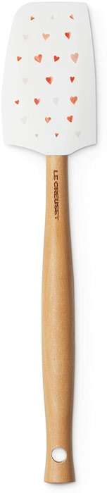Le Creuset Mon Coeur Collection Silicone Craft Medium Spatula, White with Hearts - Image 3
