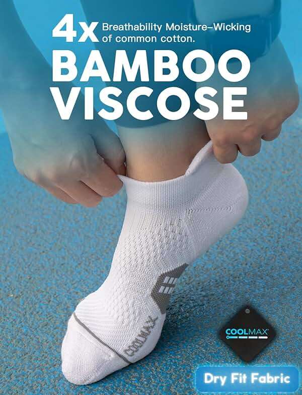 Juclise Coolmax Bamboo Viscose Compression Running No Show Athletic Socks, Anti Blister Moisture Wicking - Image 2