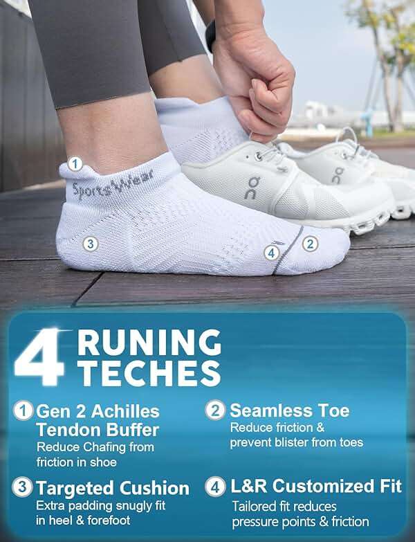 Juclise Coolmax Bamboo Viscose Compression Running No Show Athletic Socks, Anti Blister Moisture Wicking - Image 4