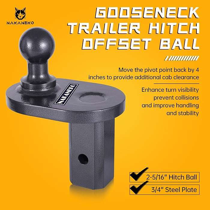 NAKANEKO GNXA4085,4” Offset Gooseneck Ball,Heavy Duty Trailer Hitches Gooseneck Hitch Extender,20000 lbs GTW,5000 lbs VTW,2-5/16 Inch Diameter Ball - Image 2