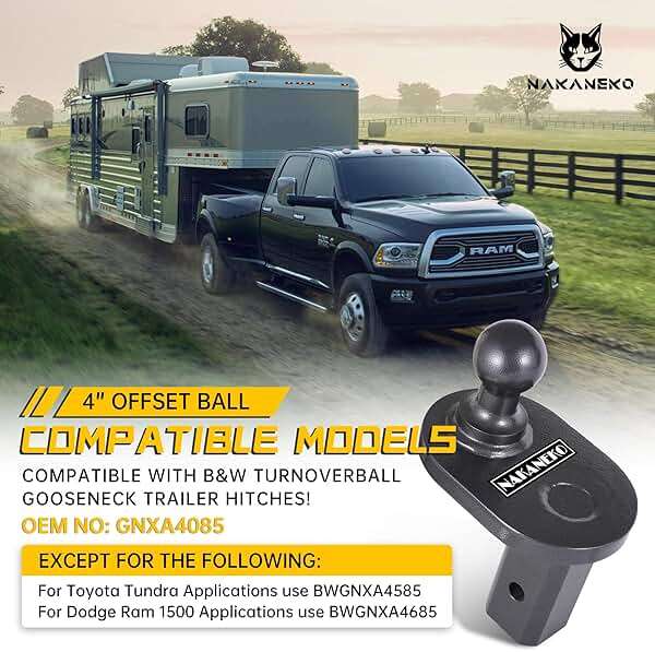 NAKANEKO GNXA4085,4” Offset Gooseneck Ball,Heavy Duty Trailer Hitches Gooseneck Hitch Extender,20000 lbs GTW,5000 lbs VTW,2-5/16 Inch Diameter Ball - Image 3