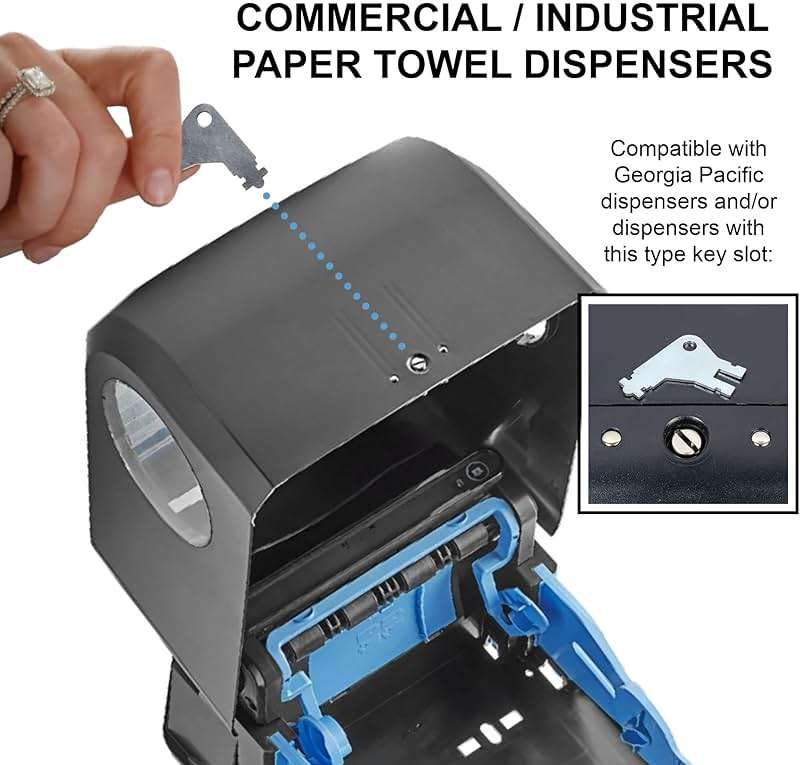 Paper Towel Dispenser Key for Georgia Pacific Commercial Machines - Also Fits GP Toilet Paper and Soap Dispensers, 3-pk - Image 2