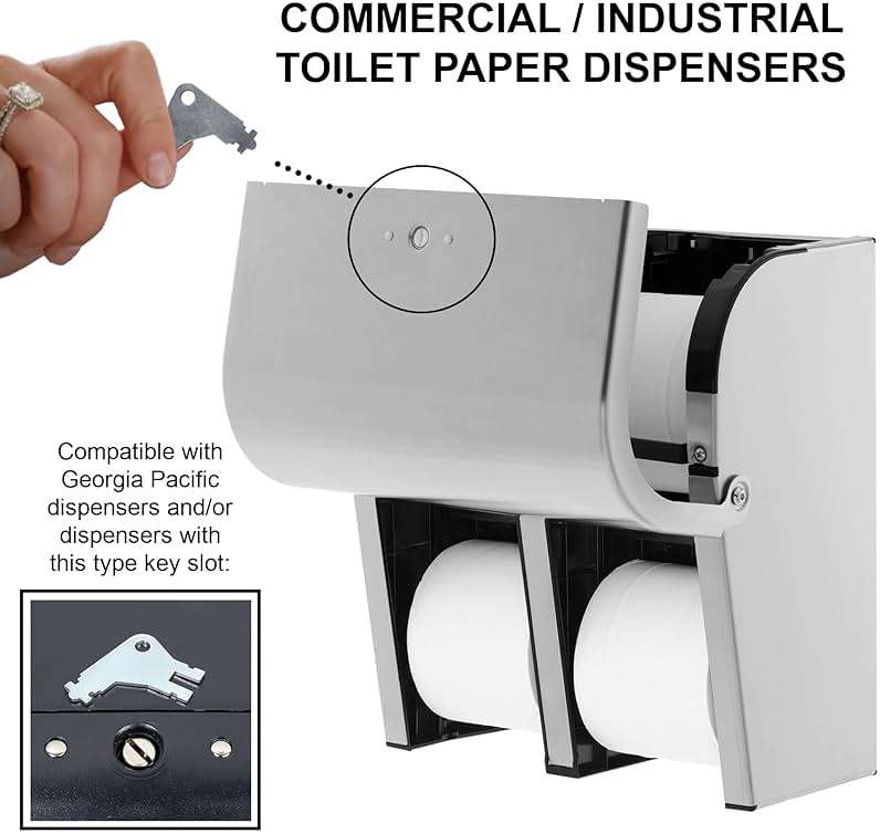 Paper Towel Dispenser Key for Georgia Pacific Commercial Machines - Also Fits GP Toilet Paper and Soap Dispensers, 3-pk - Image 3