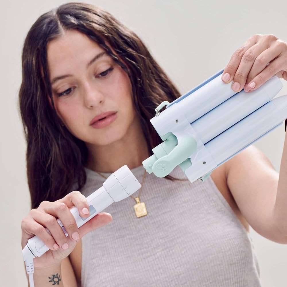 Mane 1.25" Jumbo Hair Waver Styling Attachment - 3 Barrel Curling Iron for Natural-Looking Beach Waves, Frizz-Free Volume & Texture - Detachable Hair Tools Compatible with Power Base - Image 2