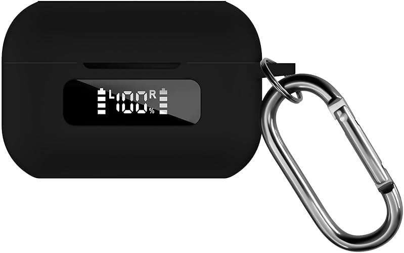 Geiomoo Silicone Case for TOZO NC9 2024, Protective Cover with Carabiner (Black) - Image 1
