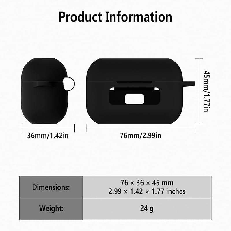 Geiomoo Silicone Case for TOZO NC9 2024, Protective Cover with Carabiner (Black) - Image 3