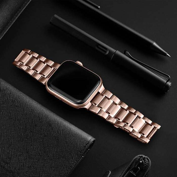 HITZEE Metal Bands Compatible with Apple Watch Band 42mm 41mm 40mm 38mm, Stainless Steel Replacement Men/Women Band Strap Compatible for iWatch SE3 2 1 Series 11 10 9 8 7 6 5 4-1, Rose Gold - Image 4
