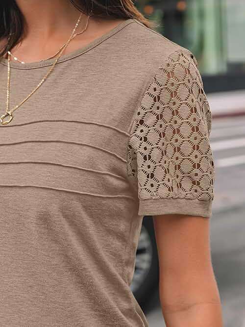 AUTOMET Women's Short Sleeve Shirts Dressy Lace Summer Tops 2026 Spring Trendy Casual T-Shirts Cute Work Outfits Blouses - Image 5