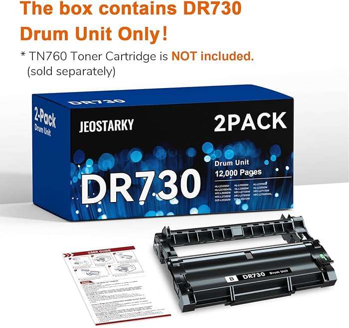 Compatible DR730 Drum Unit Brother (NOT Toner) for MFC-L2750DW HL-L2370DW MFC-L2710DW HL-L2350DW DCP-L2550DW(2 Black) - Image 6