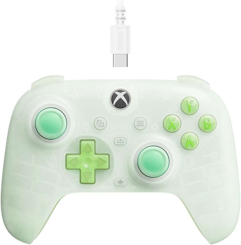 8BitDo Ultimate Mini Wired Controller for Xbox with RGB Lighting Fire Ring, Hall Effect Joysticks and Triggers, for Xbox Series X|S, Xbox One, Windows 10/11 - Officially Licensed (Translucent Green) - Image 1