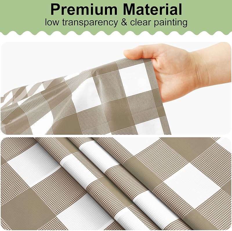 misaya 4 Packs Buffalo Disposable Table Cloth, 54 x 108 Inch Waterproof Plastic Tablecloth, Rectangle Khaki and White Checkered Table Covers for Picnic, Birthday, Party - Image 8