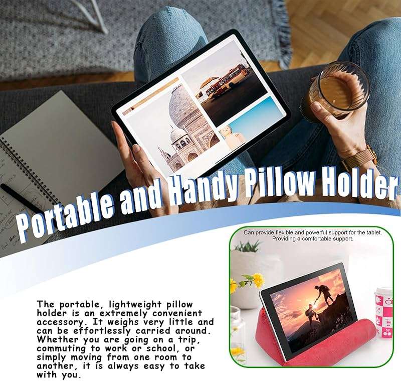 lvifloae Pillow Tablet Stand Holder Mobile Phone Support Ipad Pillow Stand Lap Samhousing Bed Rest Cushion Tablet Reading Holder for Book Kindle Tab iPad Tablets Smartphones Magazines - Image 3