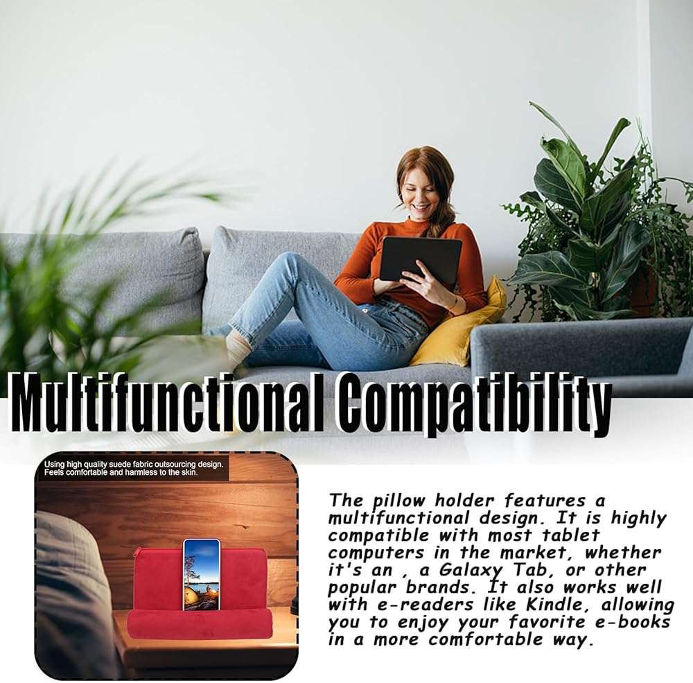 lvifloae Pillow Tablet Stand Holder Mobile Phone Support Ipad Pillow Stand Lap Samhousing Bed Rest Cushion Tablet Reading Holder for Book Kindle Tab iPad Tablets Smartphones Magazines - Image 6
