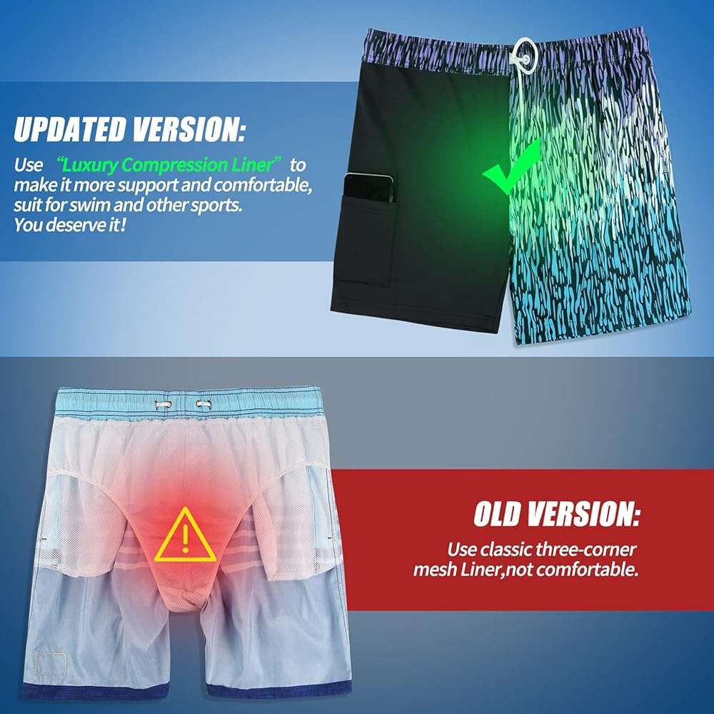 MILANKERR 5.5 inch Mens Swim Trunks with Compression Liner,Mens Bathing Suit Quick Dry Stretch Swimming Trunks - Image 3