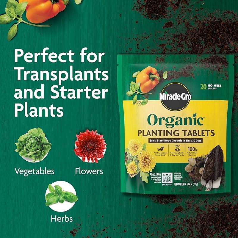 Miracle-Gro Organic Planting Tablets - for Transplants and Starter Plants, Formulated with Calcium, Plant Fertilizer, Boosts Early Rooting, OMRI Listed, 20 Tablets - Image 4