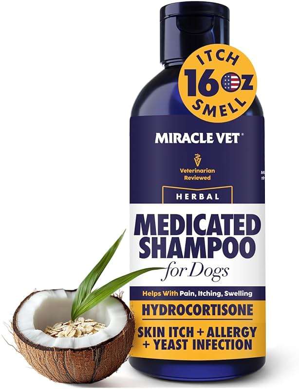 Miracle Vet Medicated Dog Shampoo for Itchy Skin Relief - Antifungal for Dog Allergy Relief, Yeast Infection, Hot Spot & Dry Skin Anti-Itch Treatment Wash - Hydrocortisone (16 oz) - Image 1