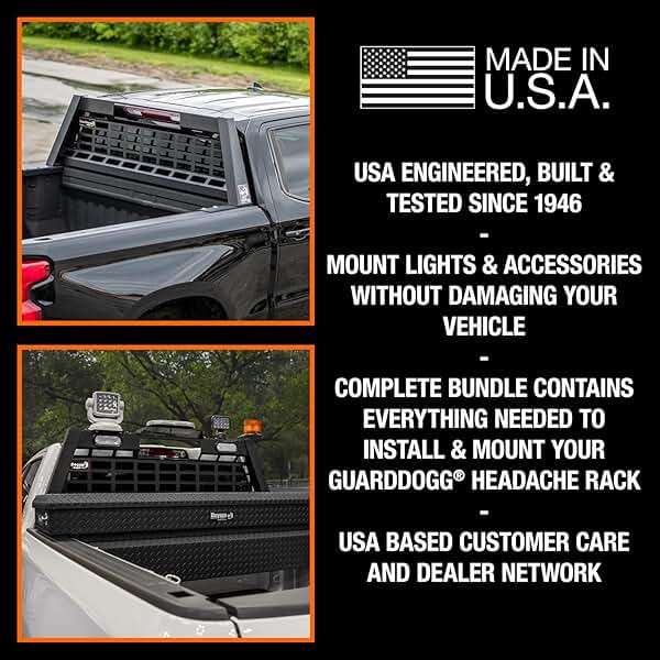 GuardDogg by Buyers 851360 20.20" Matte Black Heavy-Duty Steel Pickup Truck Headache Rack w/Mounting Brackets, Popular with Silverado 1500 & Sierra 1500, Made in The USA - Image 3