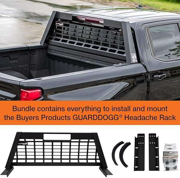 GuardDogg by Buyers 851360 20.20" Matte Black Heavy-Duty Steel Pickup Truck Headache Rack w/Mounting Brackets, Popular with Silverado 1500 & Sierra 1500, Made in The USA - Image 5
