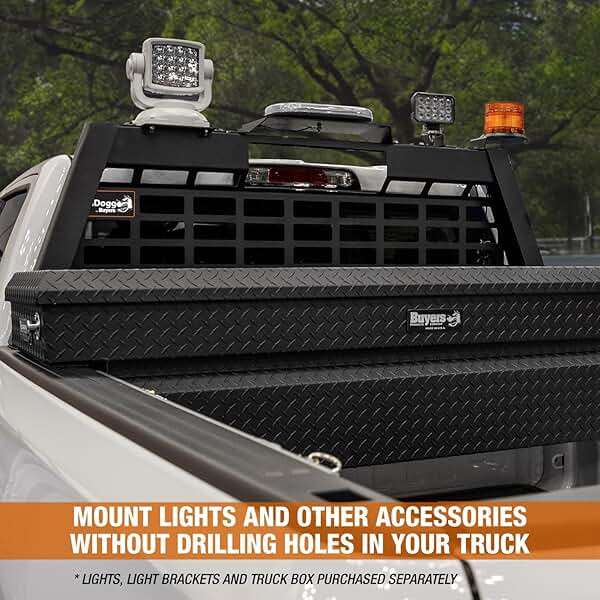 GuardDogg by Buyers 851360 20.20" Matte Black Heavy-Duty Steel Pickup Truck Headache Rack w/Mounting Brackets, Popular with Silverado 1500 & Sierra 1500, Made in The USA - Image 7