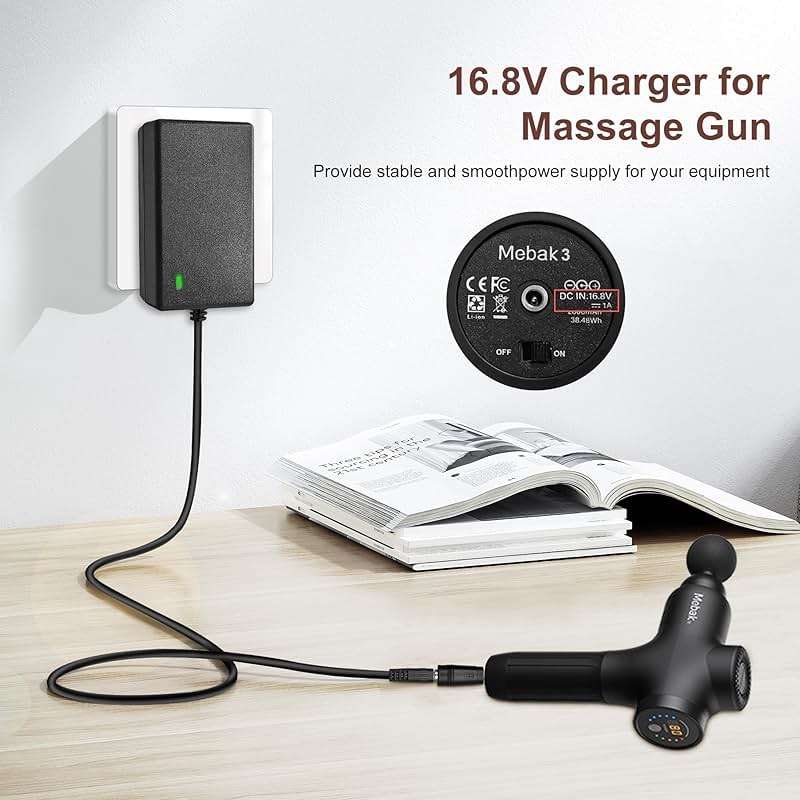 16.8V Charger for Massage Gun Compatible with TheraGun, Hyperice, Medcursor, Mebak, Toloco, Sportneer, Sonic, Fusion, Youdgee, Sharper Image, Olsky，Cryotex, Cholas Massage Gun - 79in DC Charger - Image 3