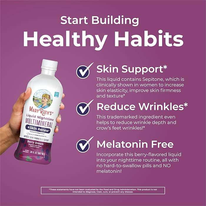MaryRuth's Liquid Nighttime Liquid Multimineral + Skin Renew | Clinically Shown in Women to Reduce Fine Wrinkle & Improve Skin Firmness | Sepitone | NO Melatonin | Magnesium | Vegan | 30 Servings - Image 5