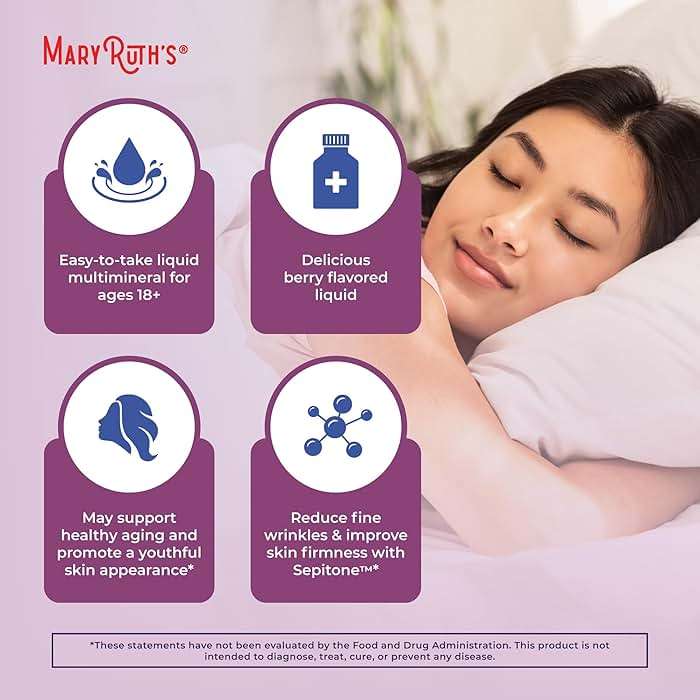 MaryRuth's Liquid Nighttime Liquid Multimineral + Skin Renew | Clinically Shown in Women to Reduce Fine Wrinkle & Improve Skin Firmness | Sepitone | NO Melatonin | Magnesium | Vegan | 30 Servings - Image 6