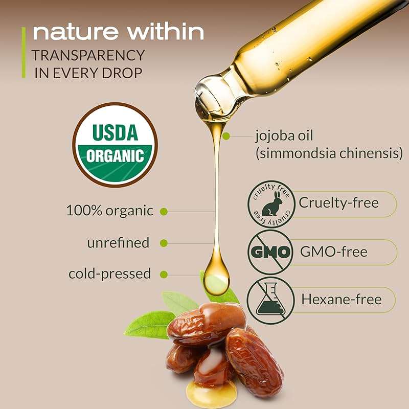 Ella & Eden Organic Jojoba Oil – USDA Certified, Cold-Pressed, 100% Pure & Unrefined, Hexane-Free Oil for Face, Skin, Hair & Nails – 4 Fl Oz Glass Bottle - Image 2