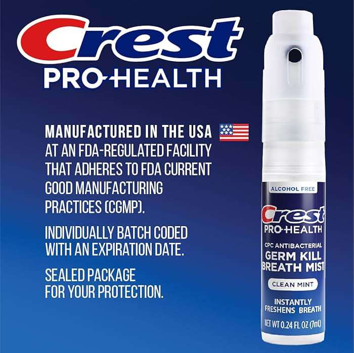 Crest Pro-Health | Portable Alcohol-Free CPC Mist with Clean Mint Flavor | Instant Fresh Breath - 3 Count (0.24oz/7ml) Breath Spray - Image 6
