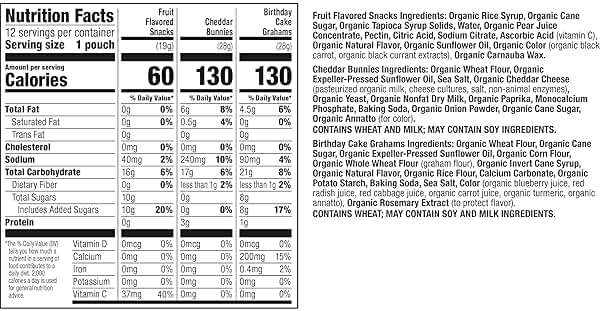 Annie's Sweet and Salty Snack Variety Pack, Cheddar Bunnies, Bunny Grahams and Bunny Fruit Flavored Snacks, Organic Kids Snacks, 12 Pouches, 10.8 oz - Image 2