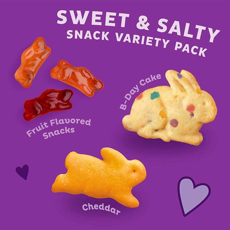 Annie's Sweet and Salty Snack Variety Pack, Cheddar Bunnies, Bunny Grahams and Bunny Fruit Flavored Snacks, Organic Kids Snacks, 12 Pouches, 10.8 oz - Image 3