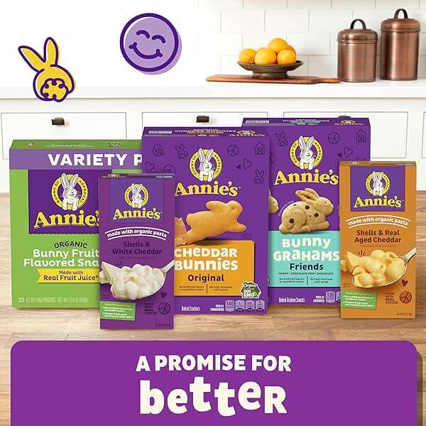 Annie's Sweet and Salty Snack Variety Pack, Cheddar Bunnies, Bunny Grahams and Bunny Fruit Flavored Snacks, Organic Kids Snacks, 12 Pouches, 10.8 oz - Image 7