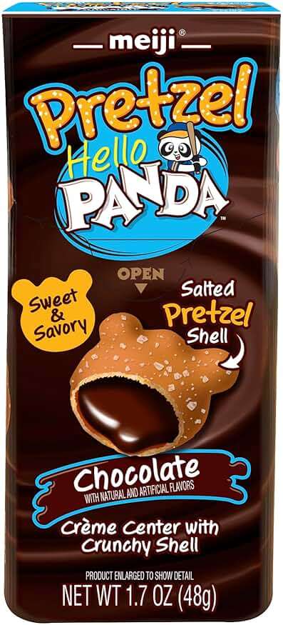 MEIJI Hello Panda Pretzel Cookies, Chocolate Crème Filled, 1.7oz Pack of 10 | Crunchy salted pretzel shells filled with smooth chocolate crème, with 10 convenient 1.7oz boxes for snacking or sharing. - Image 5