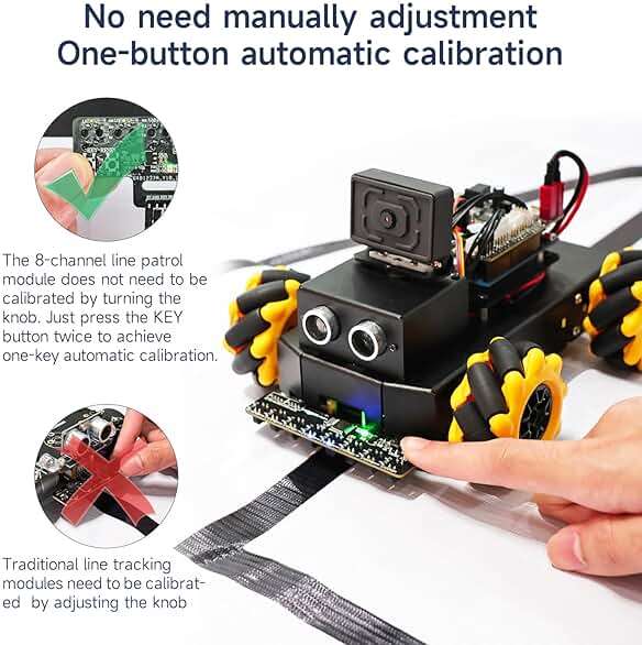 Yahboom 8-Channel Line Patrol Module Sensor 10 Pin,GPIO/IIC/USART,Suitable for RaspberryPi/STM32/UNO/Electronic Projects (8-Channel Module+PH2.0+Dupont Line+Copper Column) - Image 2