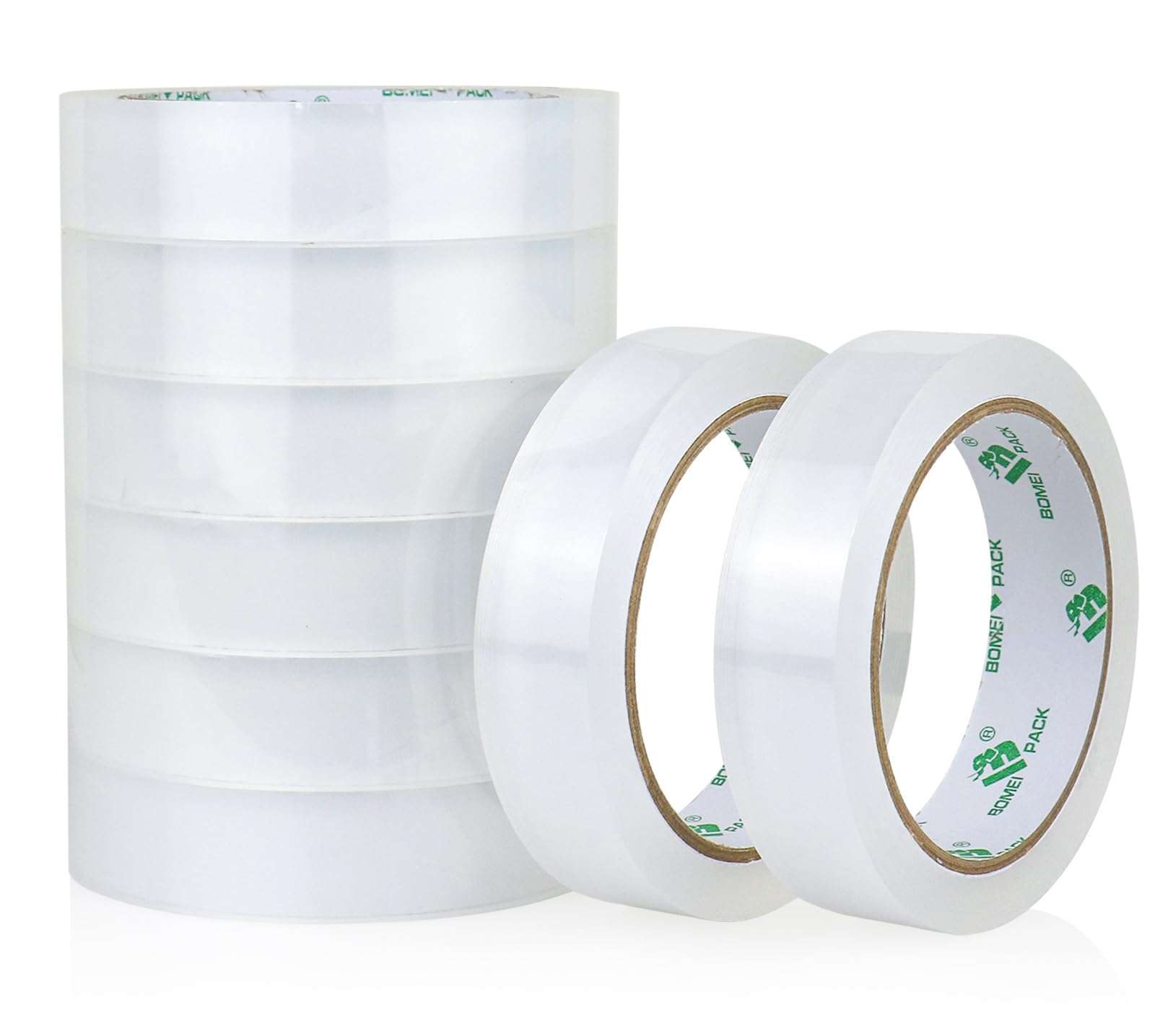 BOMEI PACK 8Rolls Clear Tape Refills for Dispenser, 1 inch x 60yds, Transparent Gift Wrap Tape 3inch Core for Home, Office - Image 1
