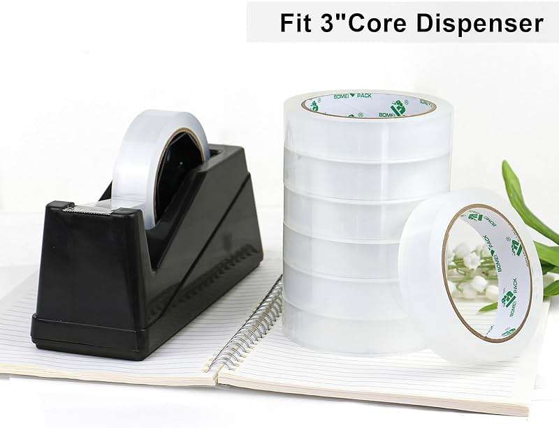 BOMEI PACK 8Rolls Clear Tape Refills for Dispenser, 1 inch x 60yds, Transparent Gift Wrap Tape 3inch Core for Home, Office - Image 5