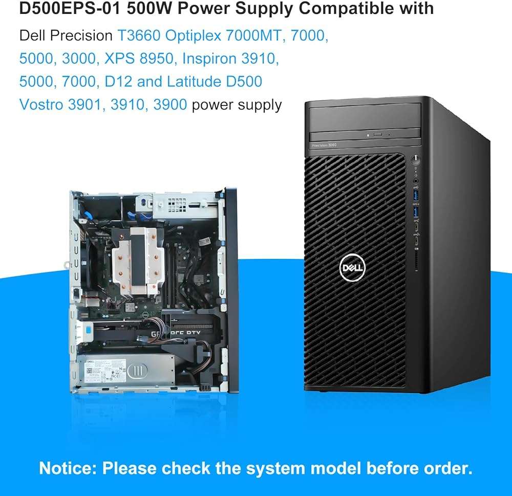 Upgraded D500EPS-01 500W Power Supply L500EPS-01 VFFKJ Compatible with Dell XPS 8950 Vostro 3901 3910 Inspiron 3910 D12 Latitude D500 Optiplex 7000MT HU500EPS-00 HU500EPS-01 DPS-500AB-58A Power Supply - Image 3