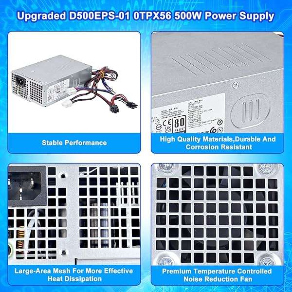 Upgraded D500EPS-01 500W Power Supply L500EPS-01 VFFKJ Compatible with Dell XPS 8950 Vostro 3901 3910 Inspiron 3910 D12 Latitude D500 Optiplex 7000MT HU500EPS-00 HU500EPS-01 DPS-500AB-58A Power Supply - Image 4