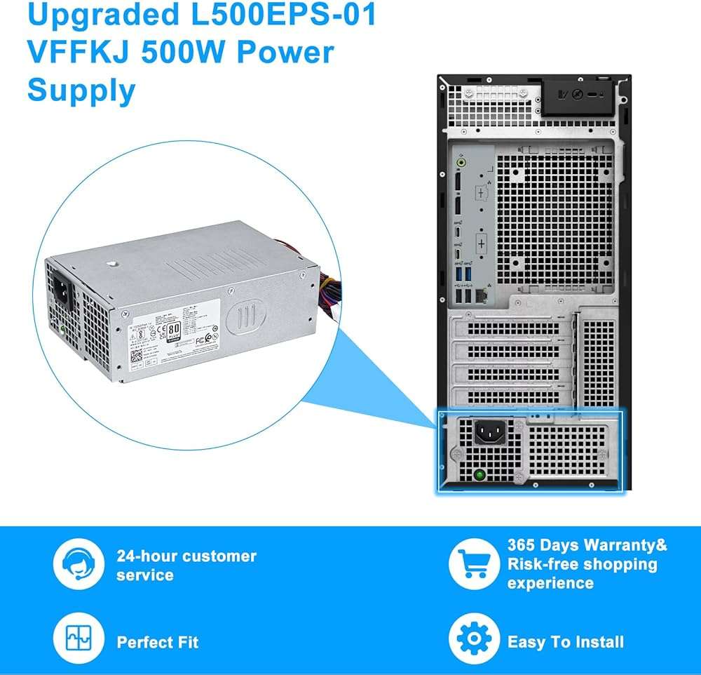 Upgraded D500EPS-01 500W Power Supply L500EPS-01 VFFKJ Compatible with Dell XPS 8950 Vostro 3901 3910 Inspiron 3910 D12 Latitude D500 Optiplex 7000MT HU500EPS-00 HU500EPS-01 DPS-500AB-58A Power Supply - Image 6