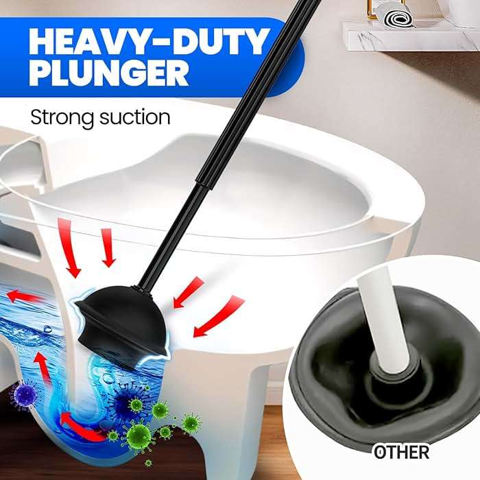 Denvlex 2Pack 2 in 1 Toilet Brush and Plunger Set, Extended Handle Plunger,Toilet Bowl Brush Plunger Set,Bathroom Cleaning Tools,Cleaning Brush,Toilet Brush Plunger Combo(Bright Black) - Image 4