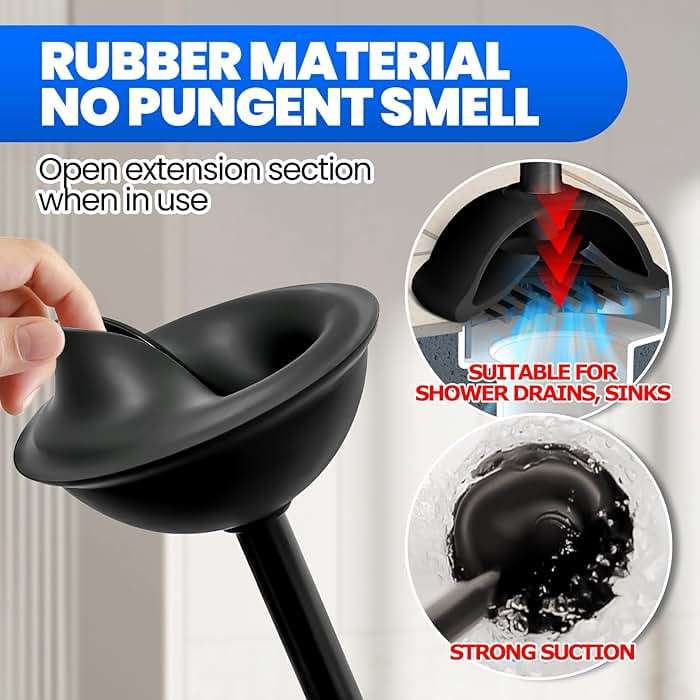 Denvlex 2Pack 2 in 1 Toilet Brush and Plunger Set, Extended Handle Plunger,Toilet Bowl Brush Plunger Set,Bathroom Cleaning Tools,Cleaning Brush,Toilet Brush Plunger Combo(Bright Black) - Image 5