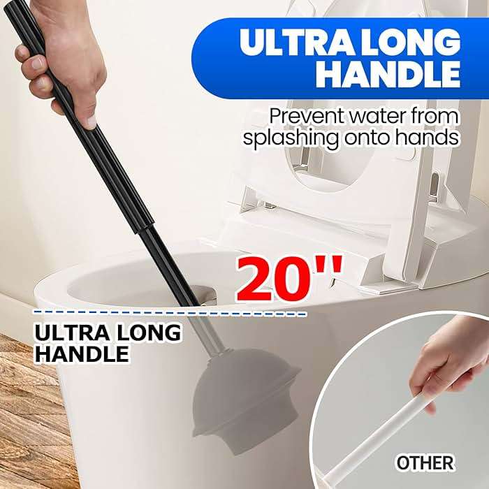 Denvlex 2Pack 2 in 1 Toilet Brush and Plunger Set, Extended Handle Plunger,Toilet Bowl Brush Plunger Set,Bathroom Cleaning Tools,Cleaning Brush,Toilet Brush Plunger Combo(Bright Black) - Image 6