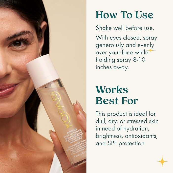Kopari Sunglaze Sheer Setting Mist Sunscreen SPF 50, Weightless, Fast Drying, Ultra-Fine Setting Spray, Made With Hyaluronic Acid, Sets Makeup For A Hydrated, Dewy Finish, 2.53 fl oz - Image 6