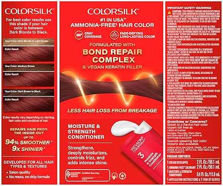 Revlon ColorSilk with Bond Repair Complex, Auburn Permanent Hair Color, 100% Gray Coverage, Ammonia Free Hair Dye, Vegan Keratin, 49 Auburn Brown (Pack of 3) - Image 12