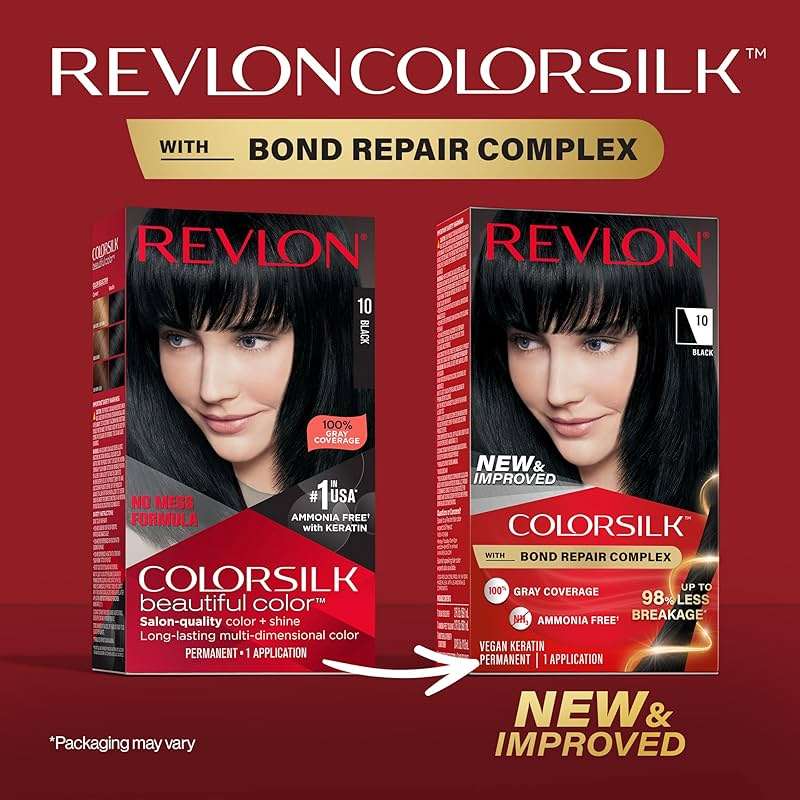 Revlon ColorSilk with Bond Repair Complex, Black Permanent Hair Color, 100% Gray Coverage, Ammonia Free Hair Dye, Vegan Keratin, 10 Black (Pack of 3) - Image 2