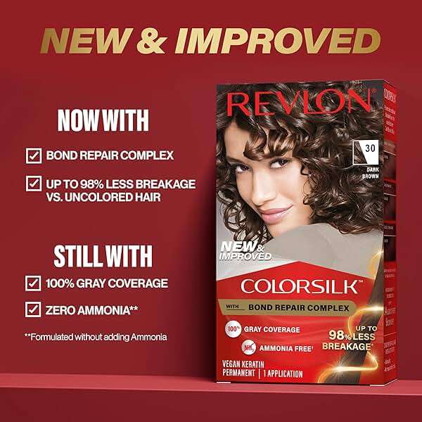 Revlon ColorSilk with Bond Repair Complex, Auburn Permanent Hair Color, 100% Gray Coverage, Ammonia Free Hair Dye, Vegan Keratin, 31 Dark Auburn (Pack of 3) - Image 3
