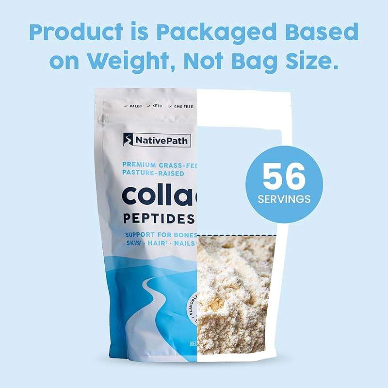 NativePath Collagen Peptides Protein - Hydrolyzed Type 1 & 3 Collagen Powder for Skin, Hair, Nails - 19.8 oz (56 Servings) - Image 6