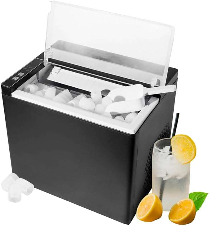 Portable Ice Maker Countertop – Fast Ice in 6 Mins, Compact Ice Machine for Home, Kitchen & RV, Self-Serve Ice Maker with Scoop for Parties & Daily Use - Image 1