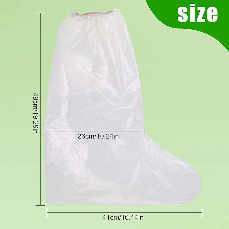 Disposable Plastic Boot and Shoe Covers 100 Pack (50 Pairs) Anti-Slip Waterproof Durable Reusable Cover Plastic Long Rain Shoe Cover (Transparent) - Image 3