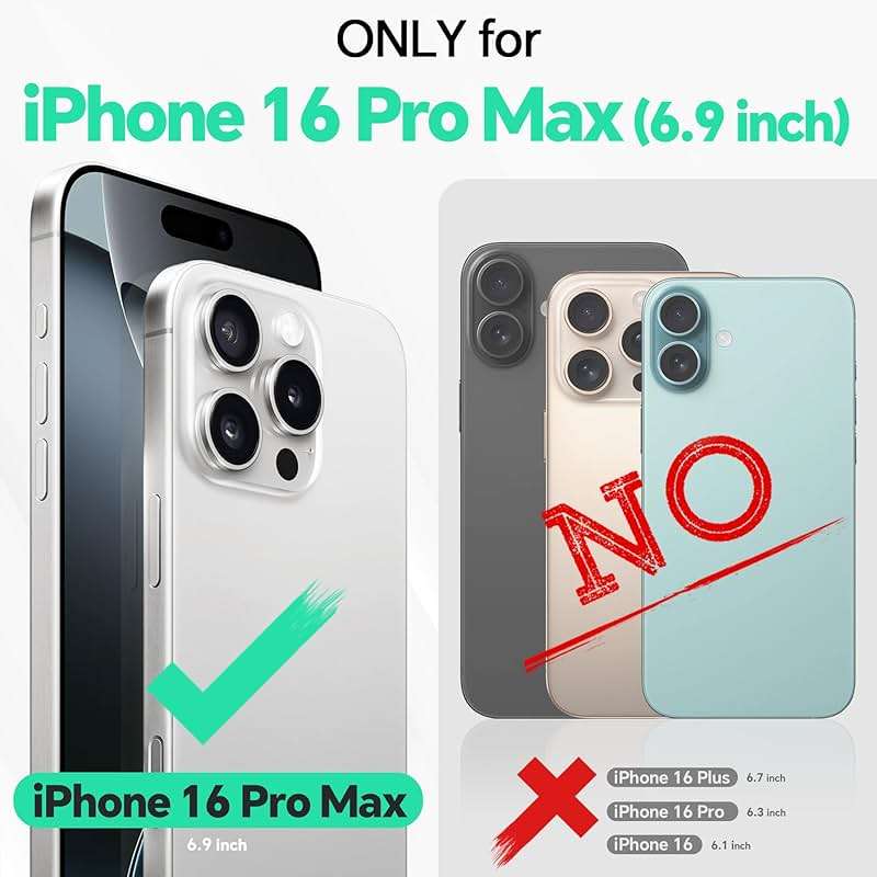 TUCCH Crossbody Wallet Case for iPhone 16 Pro Max (6.9"), RFID Blocking [6 Card Slots][Detachable Adjustable Lanyard], Magnetic Wallet PU Leather Shockproof Phone Cover for iPhone 16 Pro Max, Black - Image 2